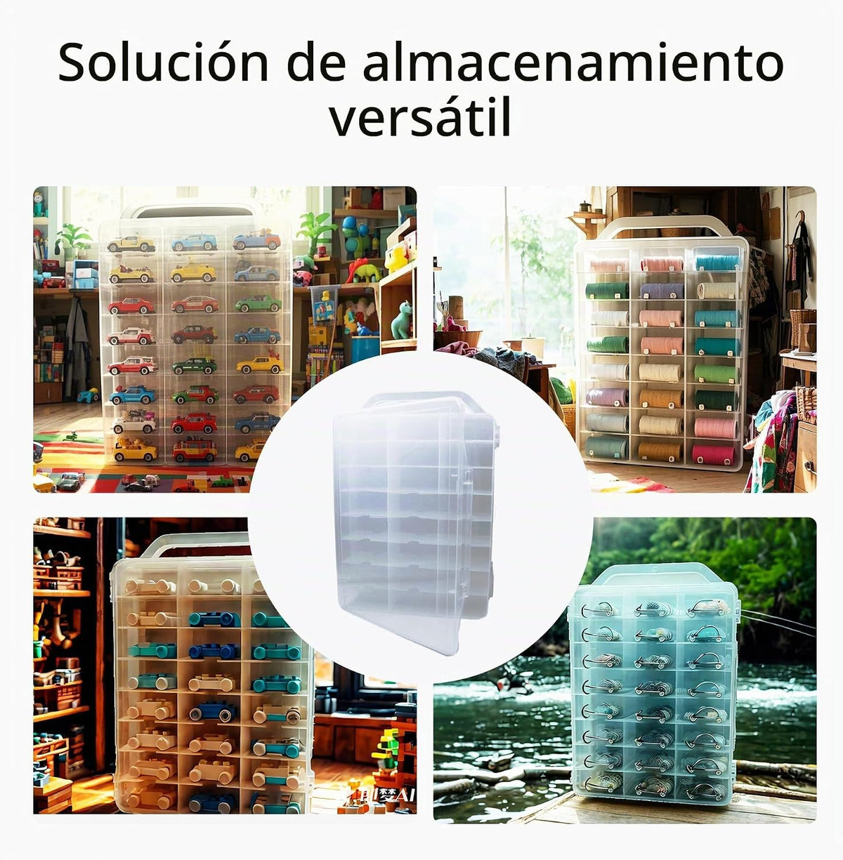 Adevar Estuche de almacenamiento de juguetes de autos a doble cara...