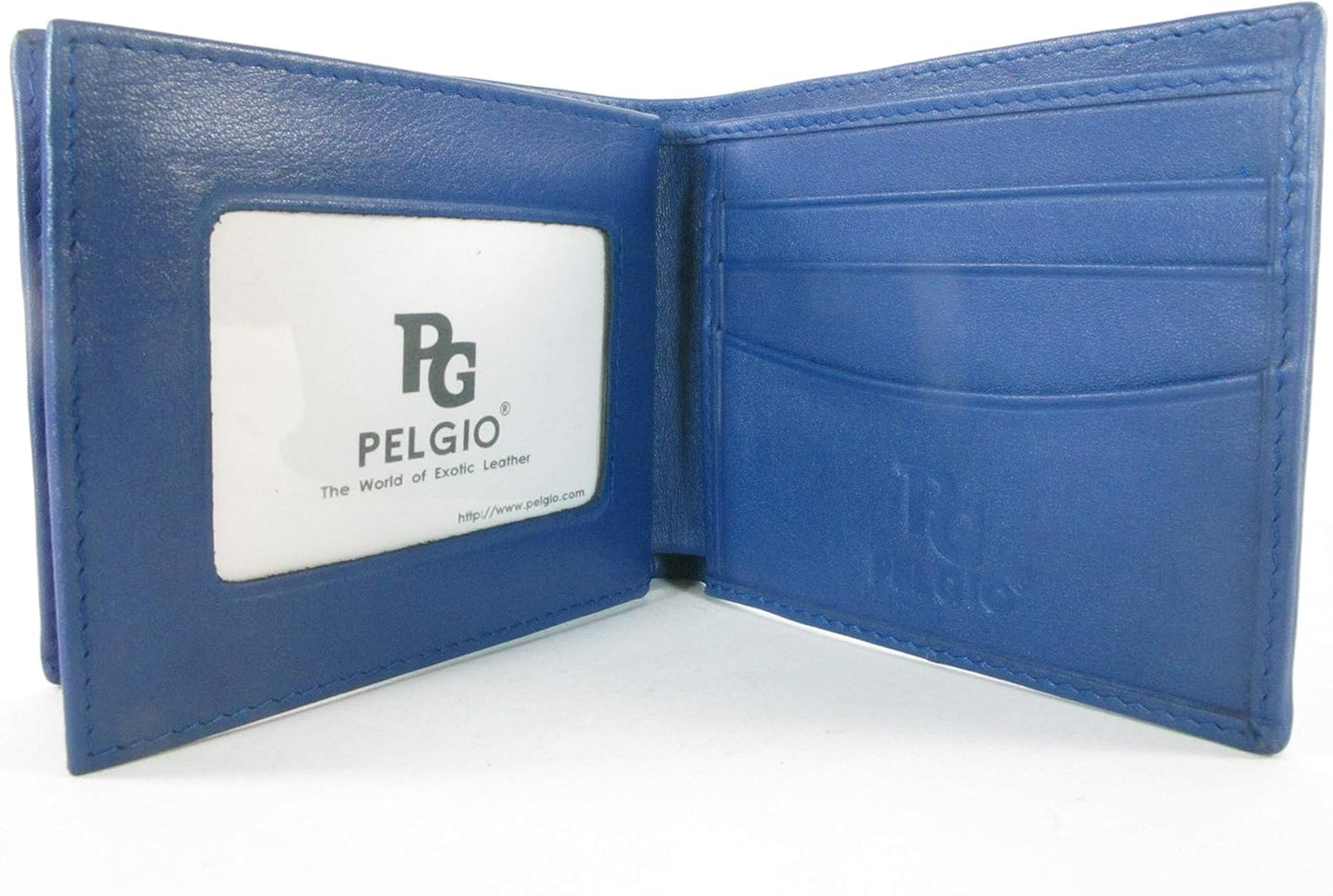 Pelgio Cartera plegable de cuero de piel de Shagreen pulido genuino...
