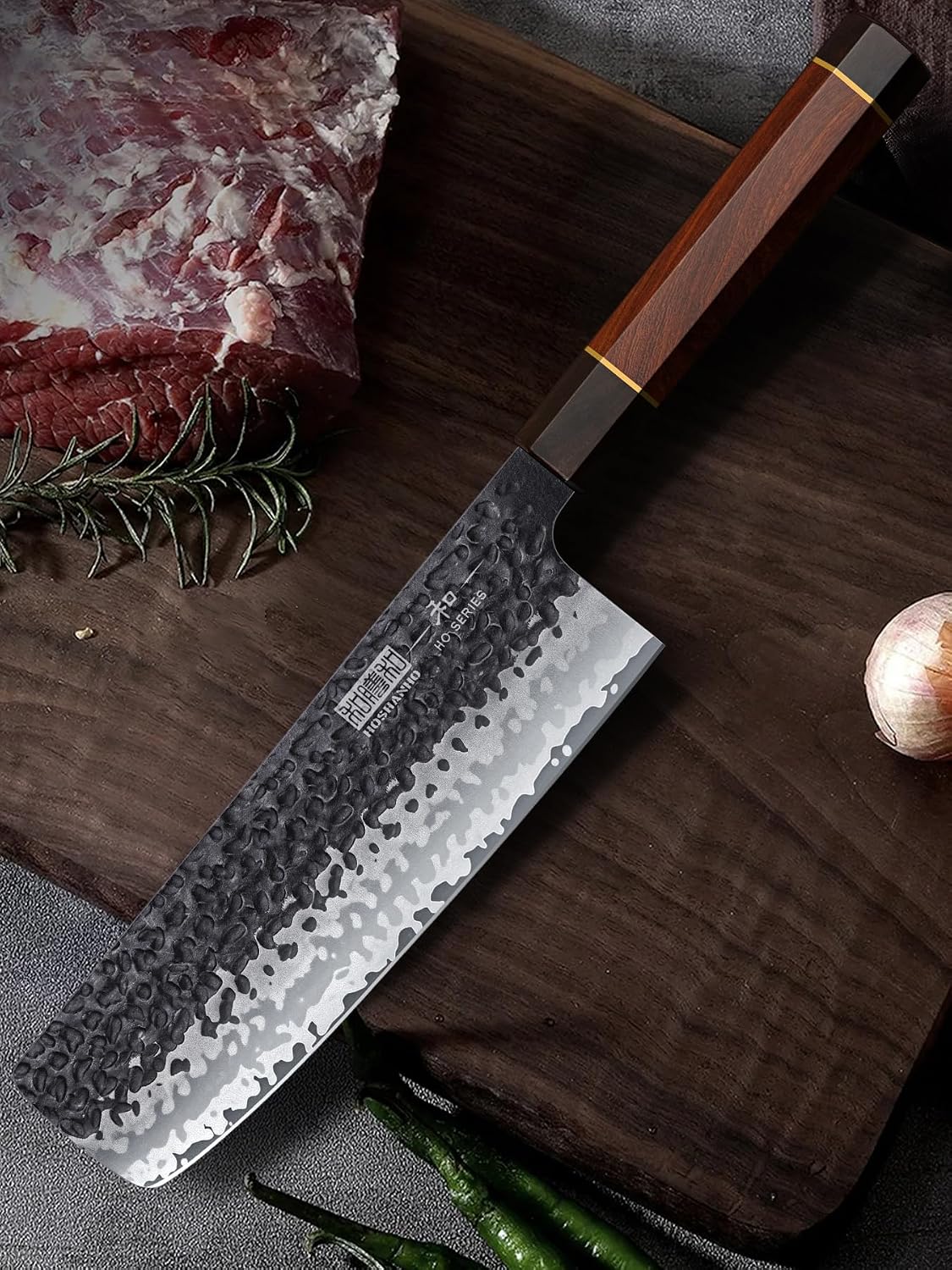 HOSHANHO Cuchillo Nakiri de 7", navaja de afeitar hecha a mano...