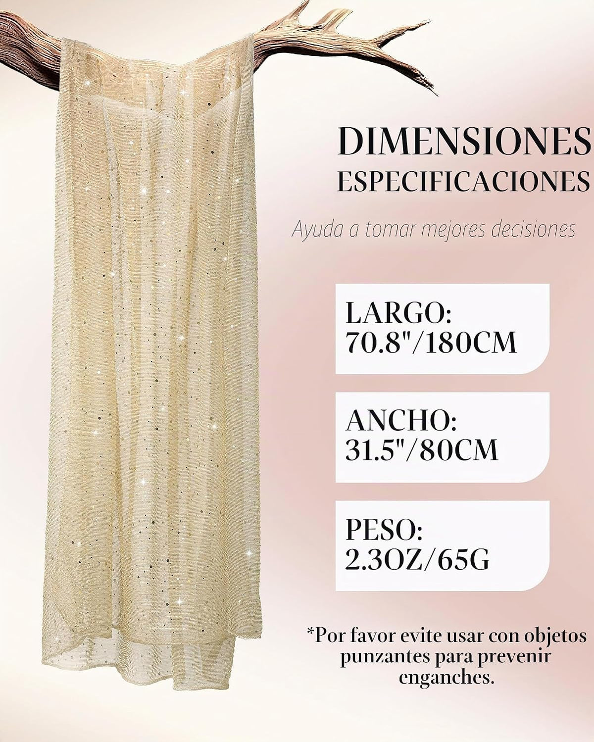 JENSVOIR Chal transparente brillante para mujer, bufanda de lenteju...