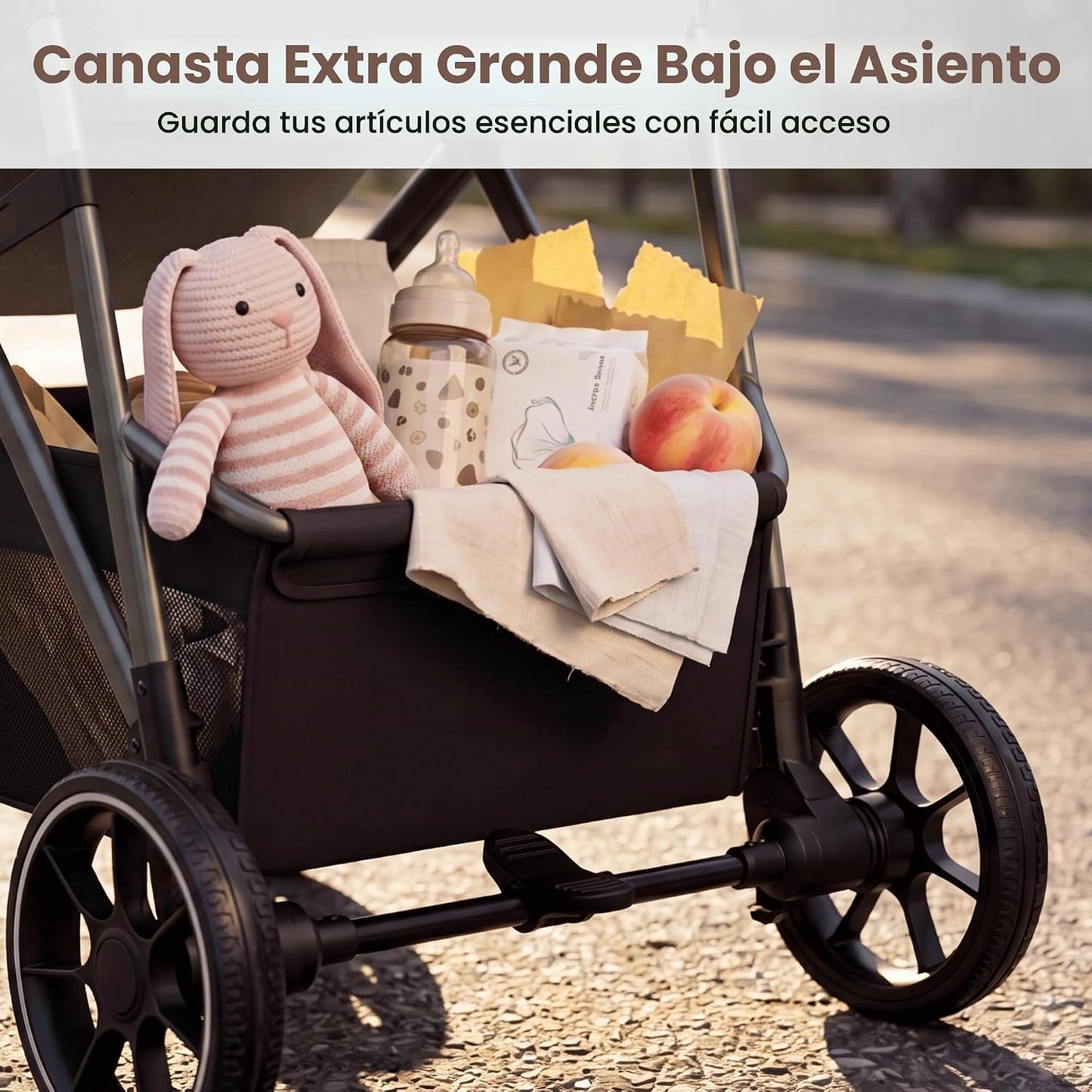 Babideal Cochecito de bebé para recién nacido y niño, plegado con u...