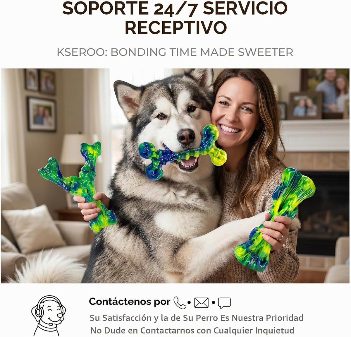 Kseroo Juguetes masticables para perros, paquete de 3, mantequilla...
