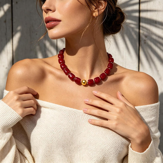 Noihlja Collar de cuentas gruesas para mujer, colorido, bohemio, gr...