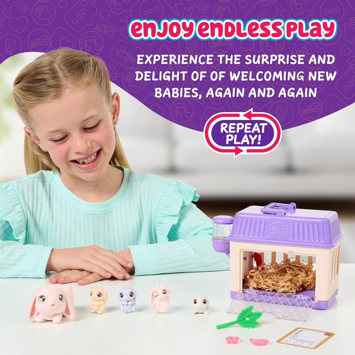 Little Live Pets Mama Surprise Minis Bunny, revela 2-4 bebés | Alim...