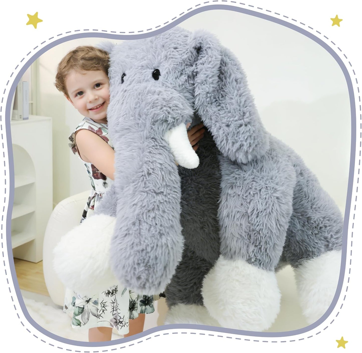 Jrystar Animales de peluche de elefante gigante, juguetes de peluch...
