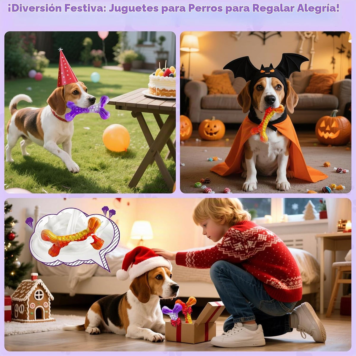 WOWBALA Juguete masticador agresivo para perros, paquete de 2 jugue...