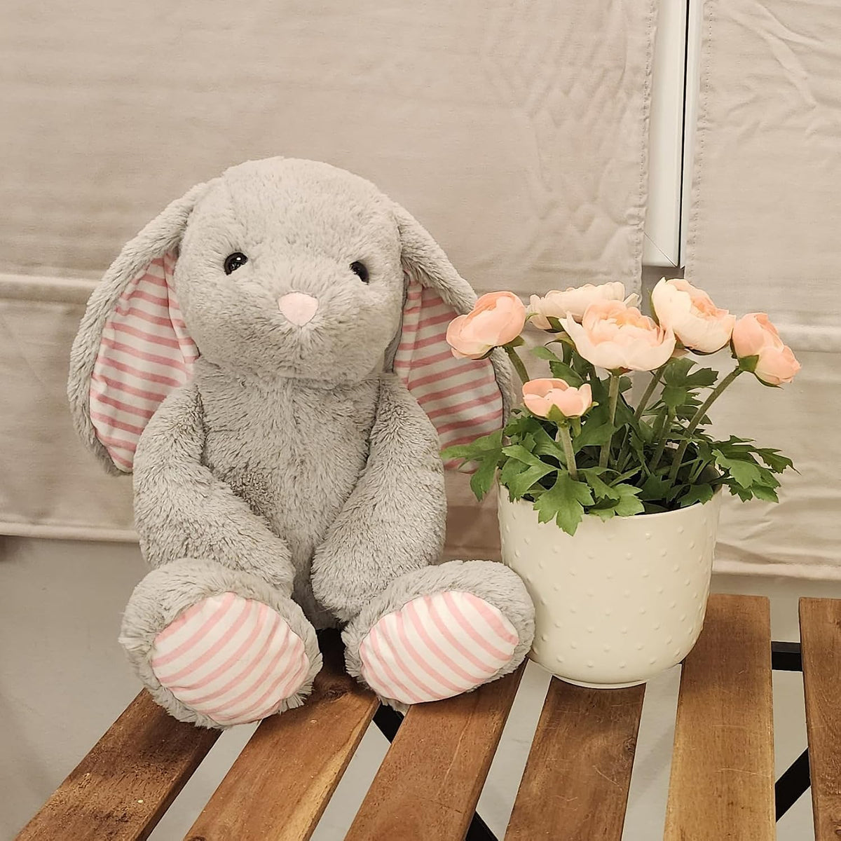 WEIGEDU Conejos grises de peluche para niños, niñas y niños, juguet...