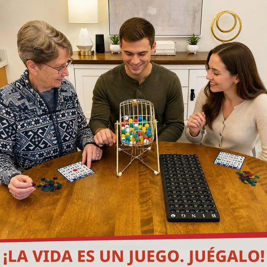 MR CHIPS Juego de bingo de 11 pulgadas de alto con jaula de acero,...