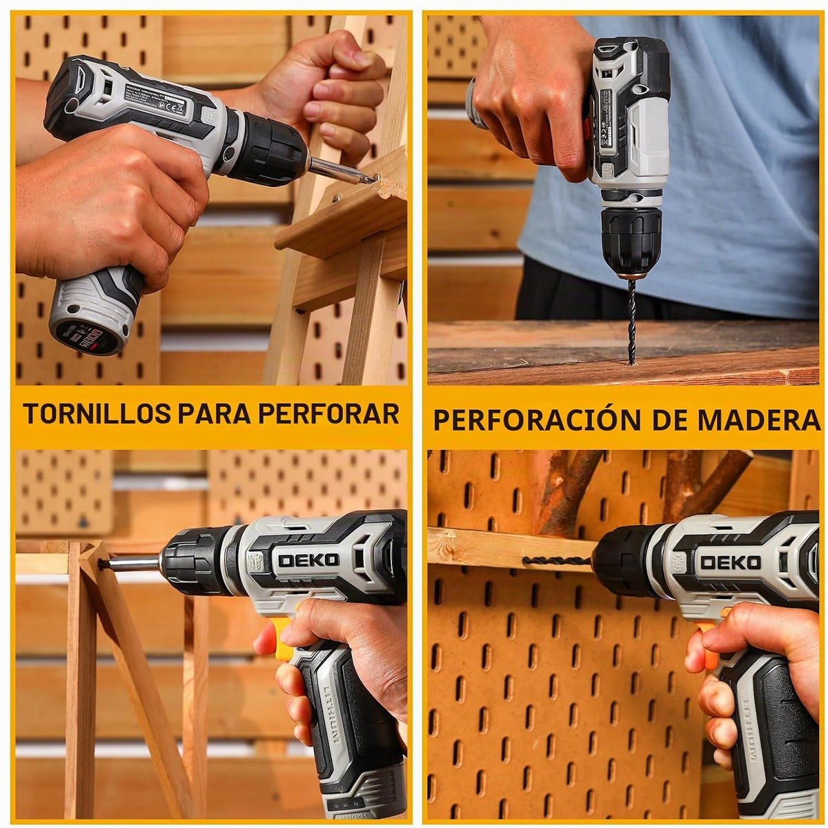 Taladro inalámbrico: DEKO PRO Juego de taladro de batería de 12 V c...