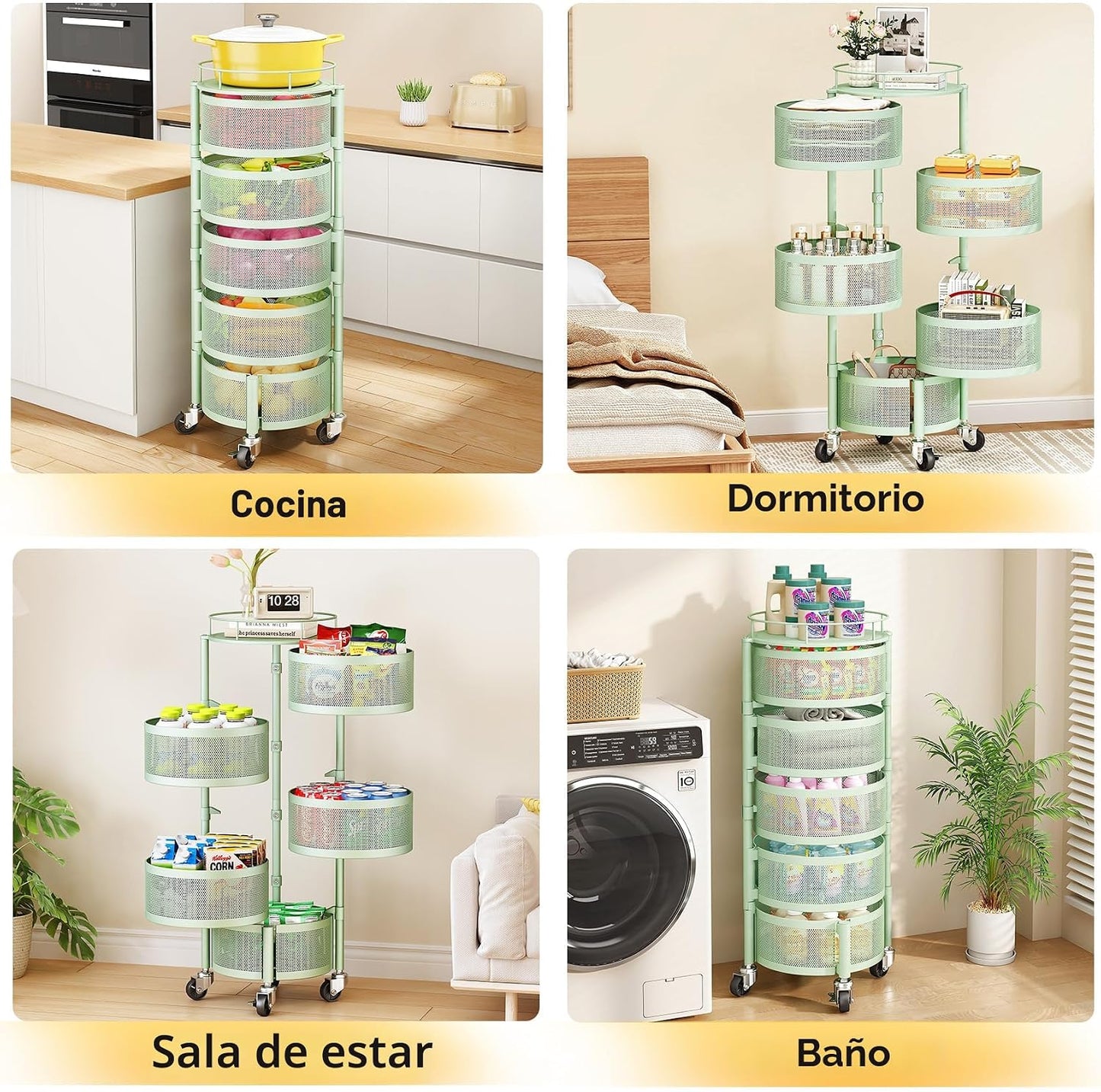 SNTD Cesta de frutas y verduras para cocina con tapa superior de me...