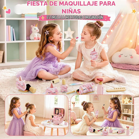 Juego de maquillaje de madera para niños pequeños de 3 a 5 años, ki...