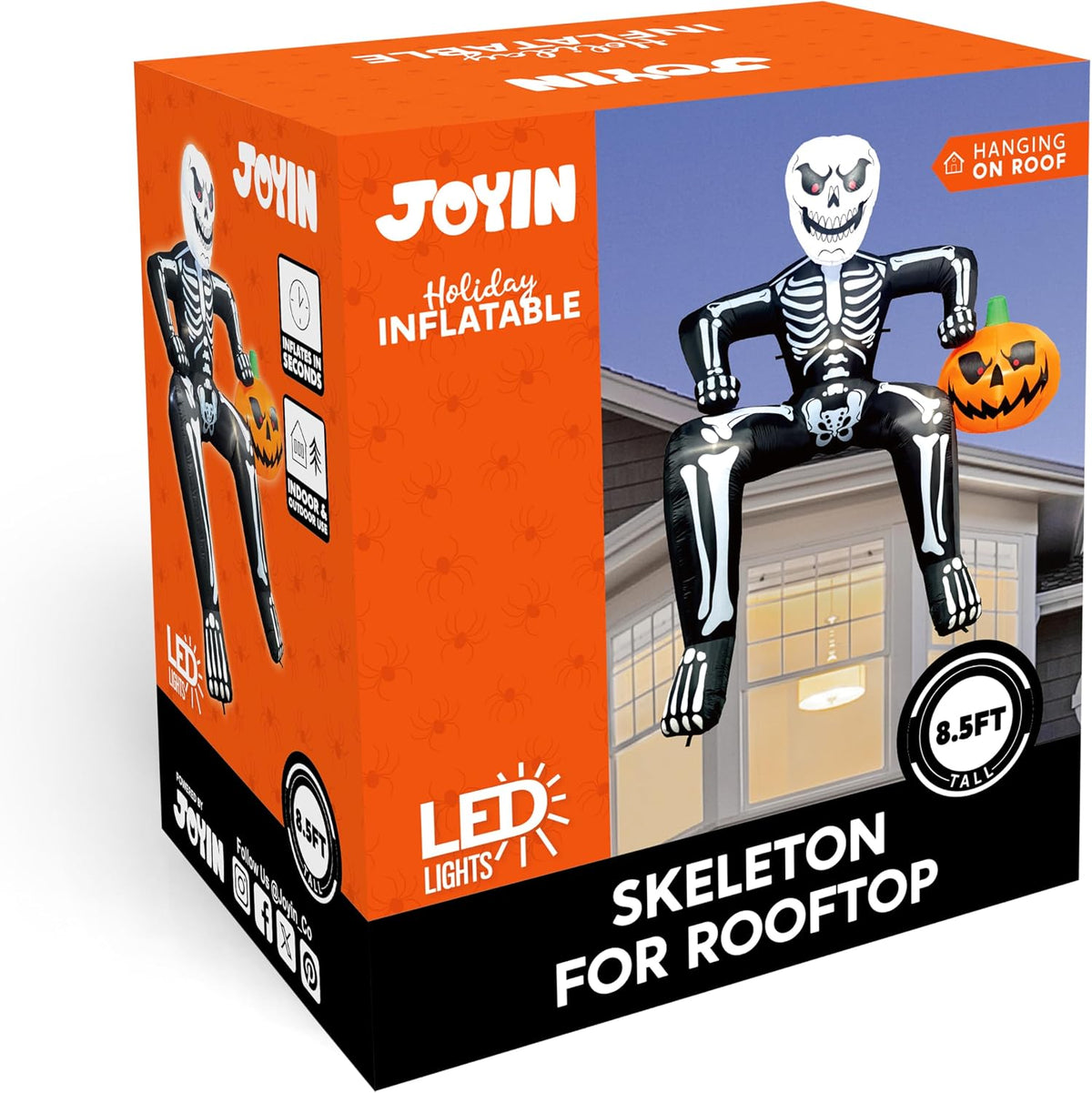 JOYIN - Esqueleto inflable de Halloween de 8.5 pies, esqueleto infl...