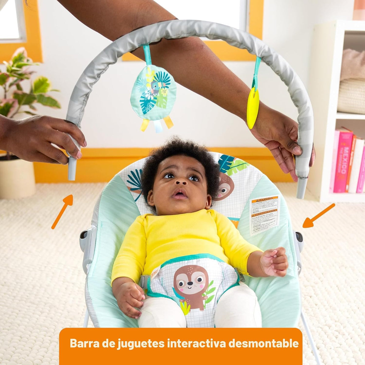 Bright Starts Wild Wonders Hamaca Vibratoria para Bebé, Barra de Ju...