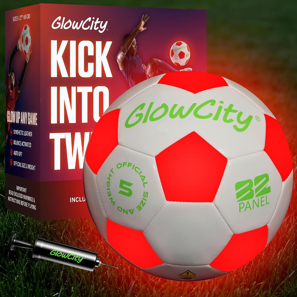 GlowCity Balón de fútbol que brilla en la oscuridad - Tamaños 3, 4,...