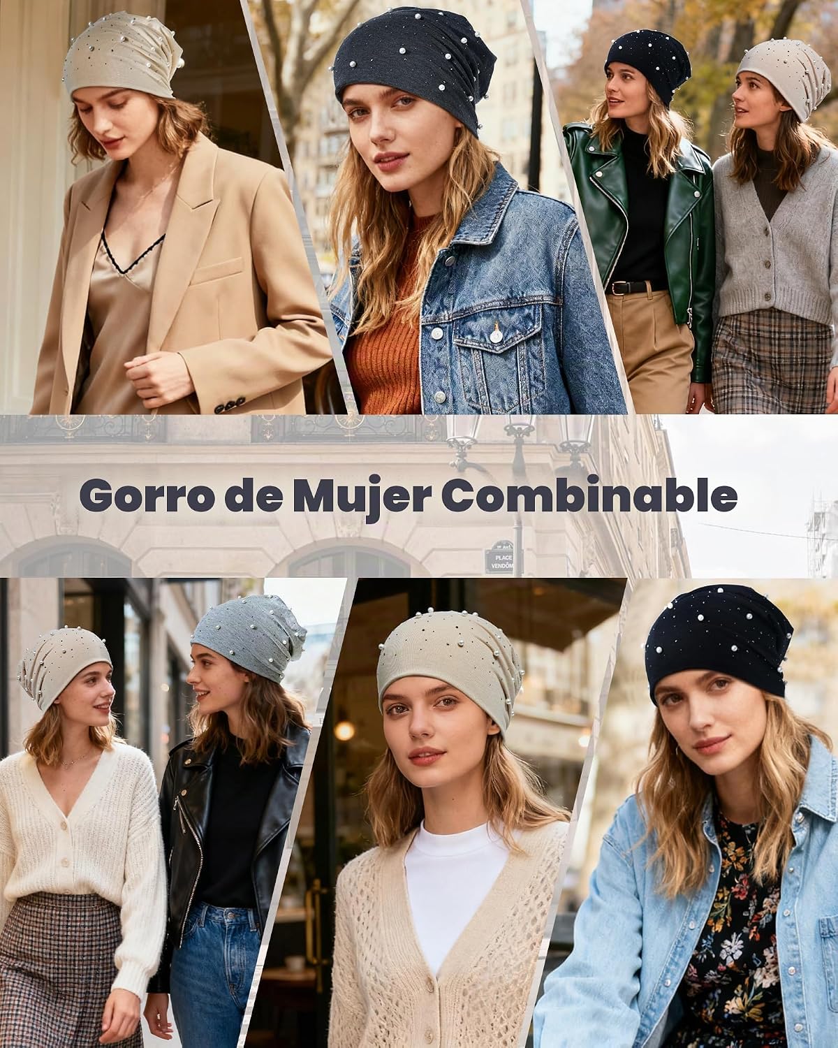 ACECHA Gorro de diamantes de imitación y perlas para mujer, gorro l...