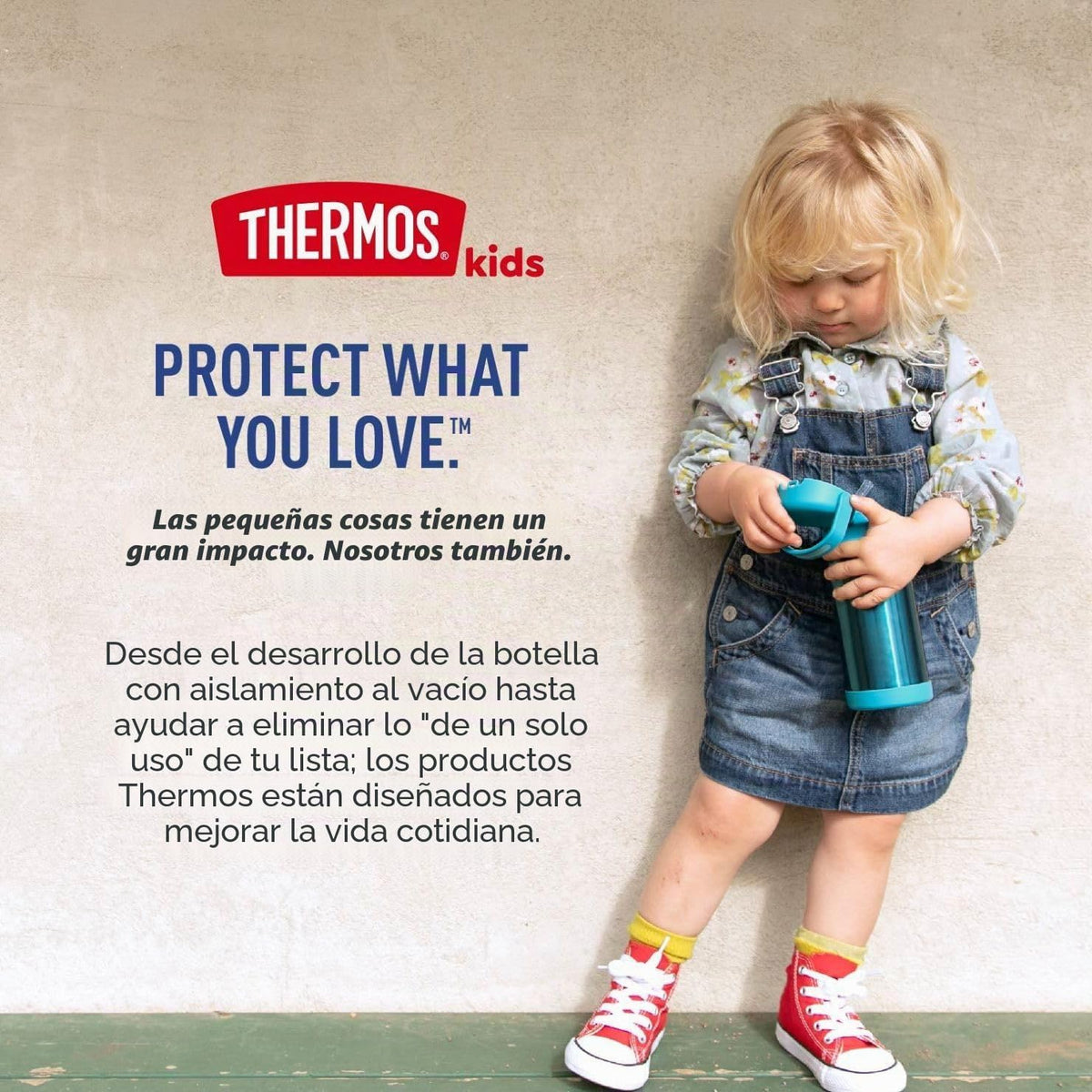 Thermos Baby, botella de acero inoxidable de 10 oz. con popote emer...