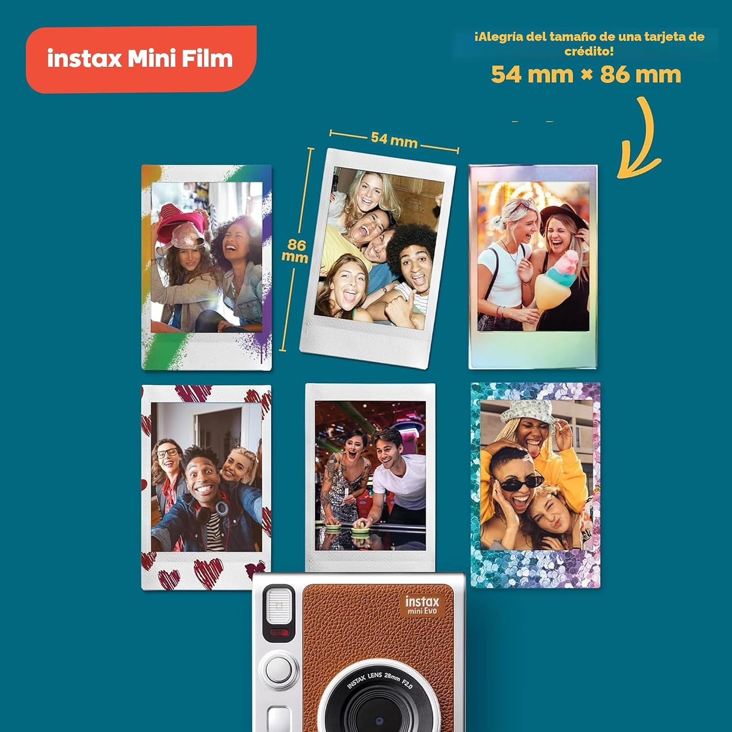 Fujifilm Instax Mini EVO - Kit de cámara instantánea híbrida (marró...