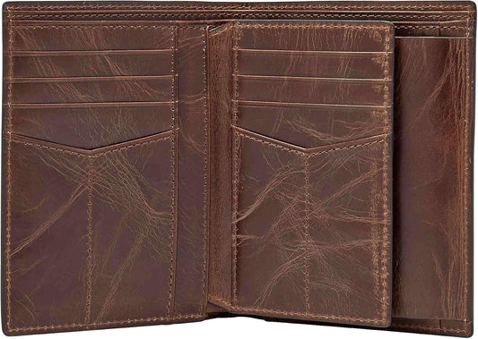 Fossil Billetera plegable de cuero con bloqueo RFID de gran capacid...