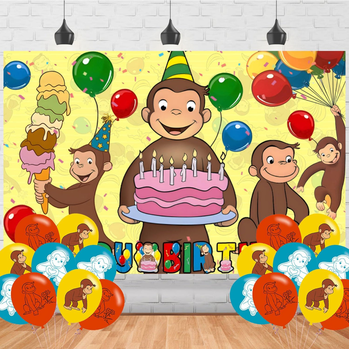 George of Curious - Pancarta de Fondo para Decoraciones de Fiesta d...