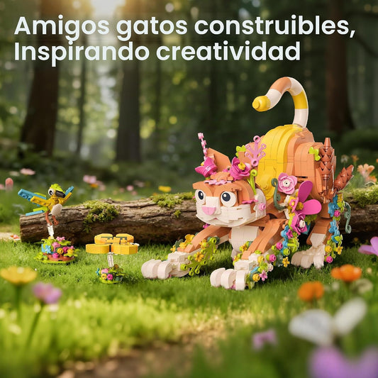 JOJO&Peach - Juego de juguetes de construcción de gatos y flore...