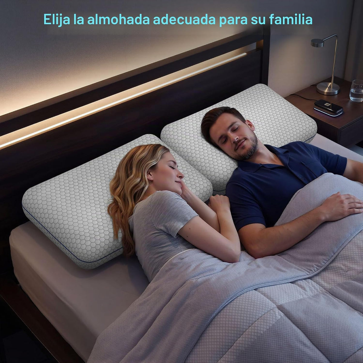CushyOasis - Paquete de 2 almohadas de espuma viscoelástica para pe...