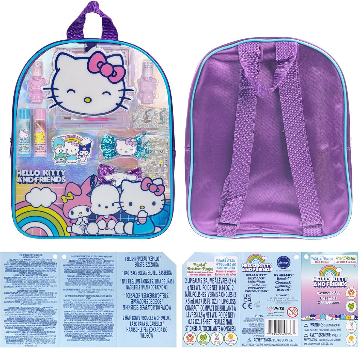 Hello Kitty - Juego de maquillaje de mochila con cosméticos y acces...