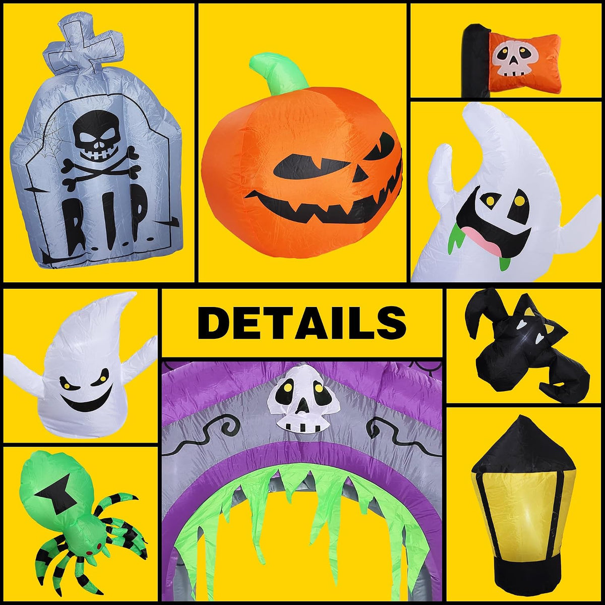 ZPISF Inflables de Halloween gigantes de 12.5 pies, castillo encant...