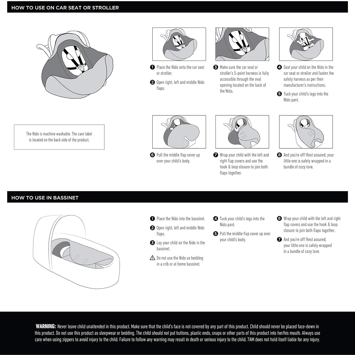 7 A.M. 7AM Enfant Nido - Funda multifuncional para asiento de autom...