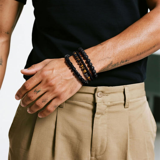 Lameybrt Juego de Pulseras para Hombre Multi - Ojo de Tigre\/Ágata...