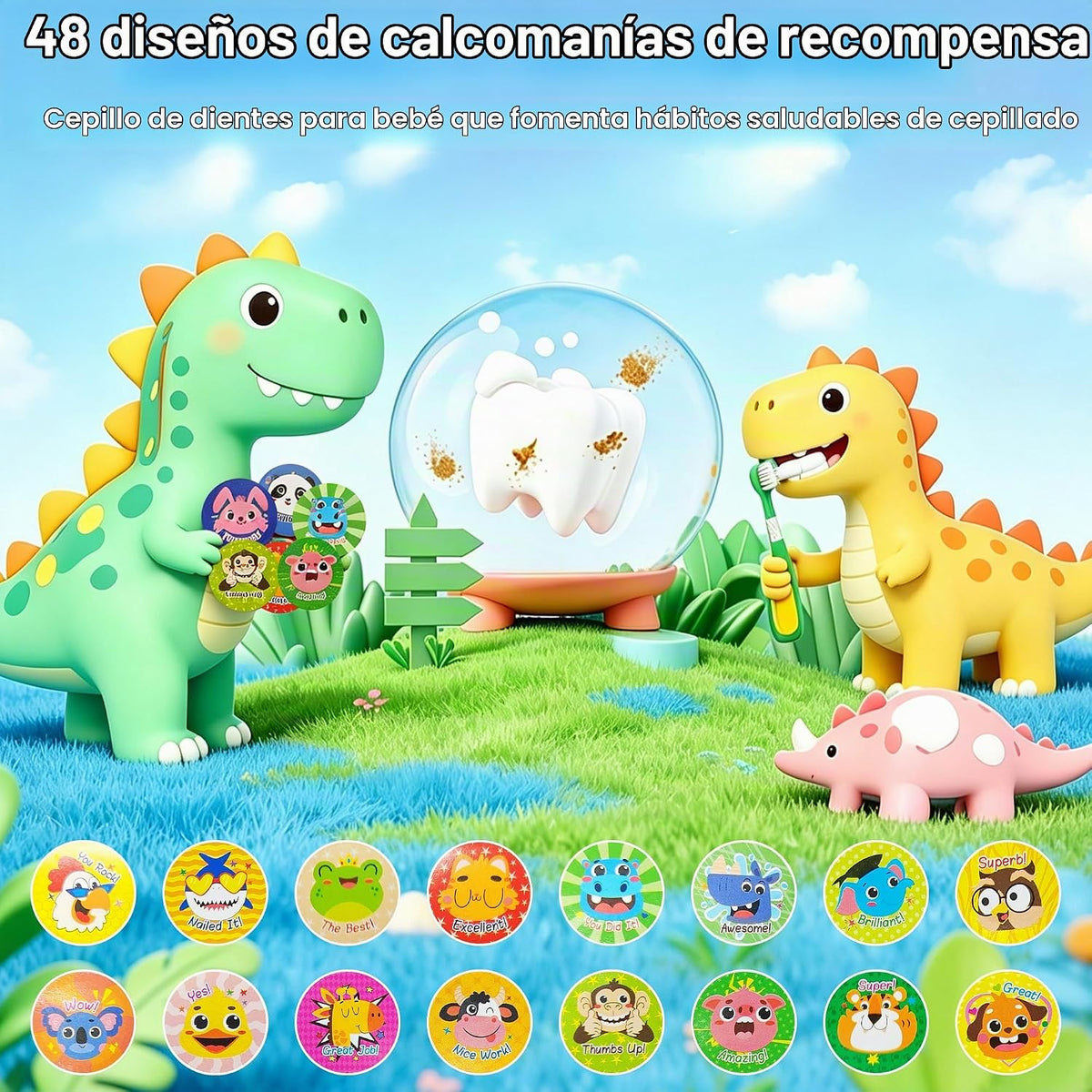 Paquete de 4 cepillos de dientes para niños pequeños, eficientes y...