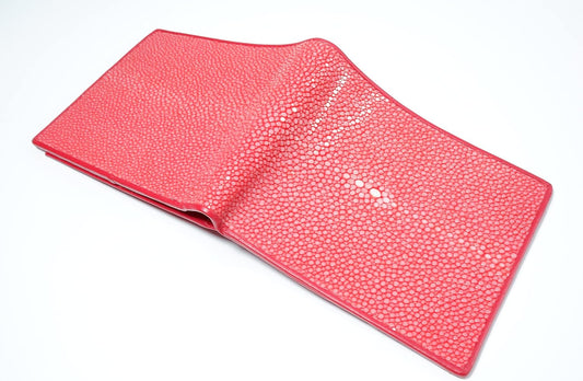 Pelgio Genuino Pulido Stingray Shagreen Piel Bifold Cartera (Carrmi...