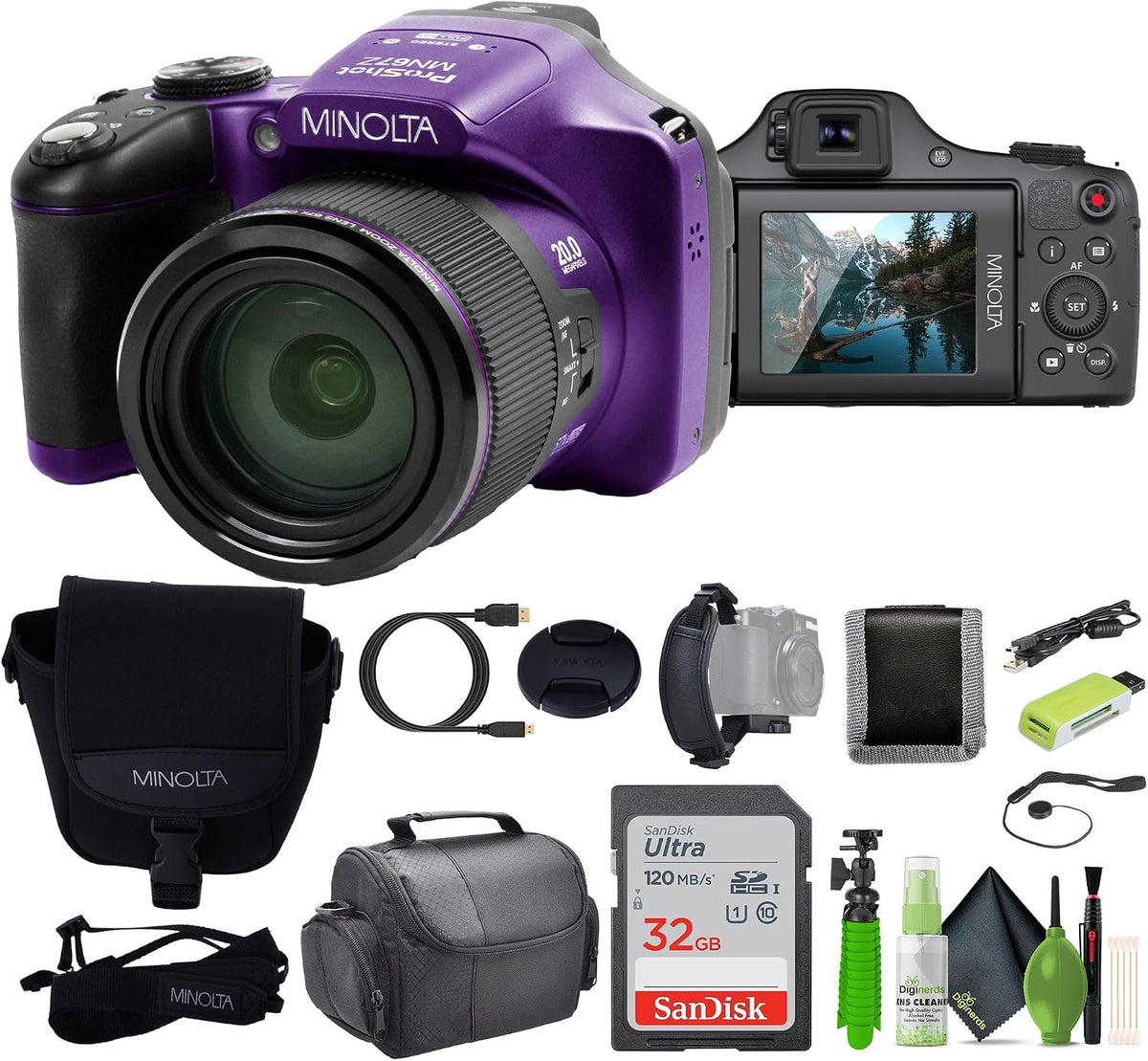 MINOLTA MN67Z - Cámara digital de puente FHD de 20 MP \/ 1080P con...