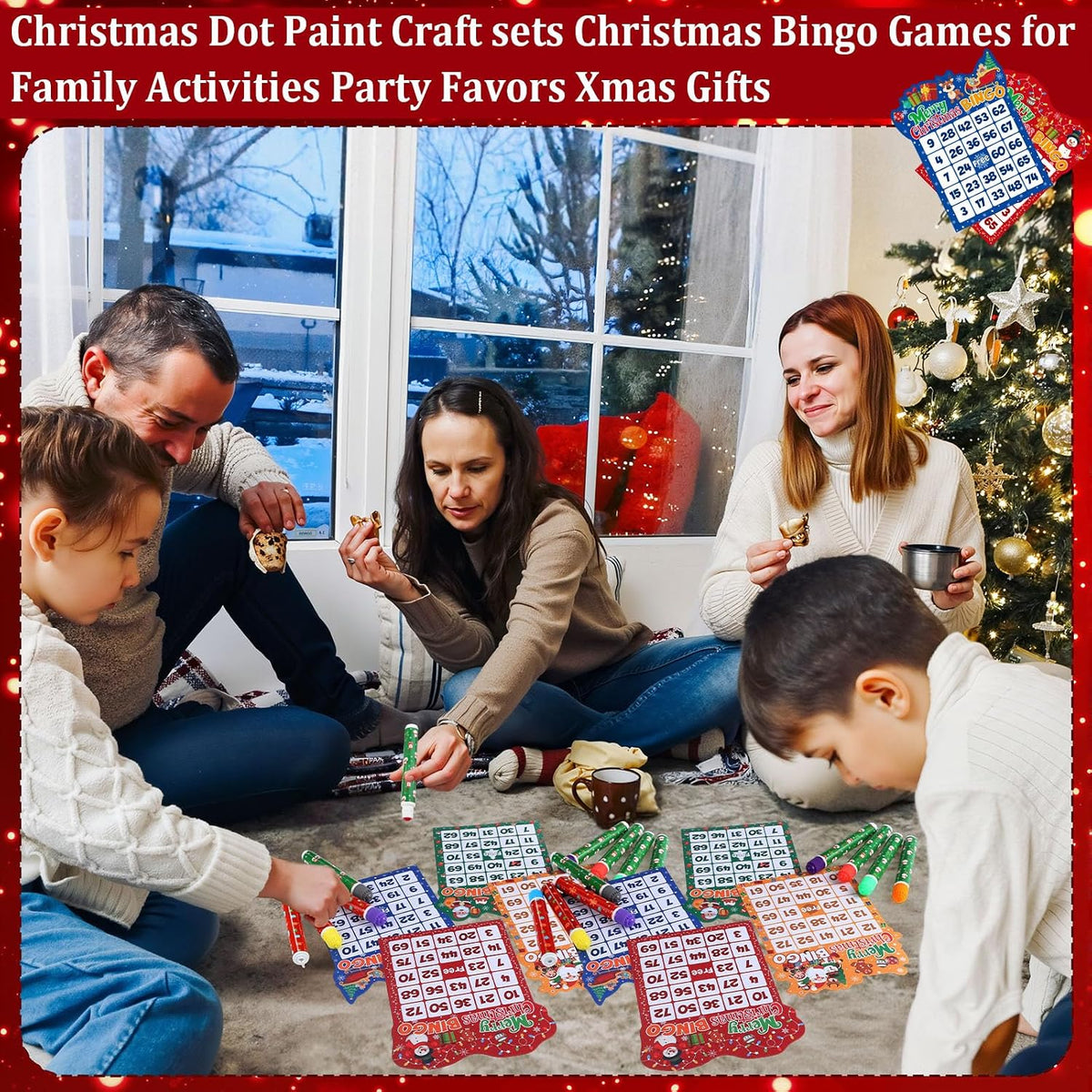 Eersida Paquete de 192 tarjetas de juego de bingo de Navidad y jueg...