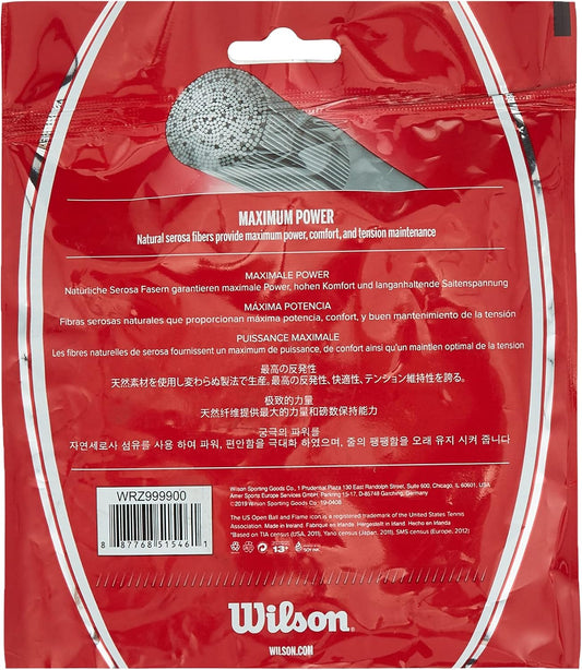 WILSON Natural Gut - Juego de cuerdas de tenis, color blanco