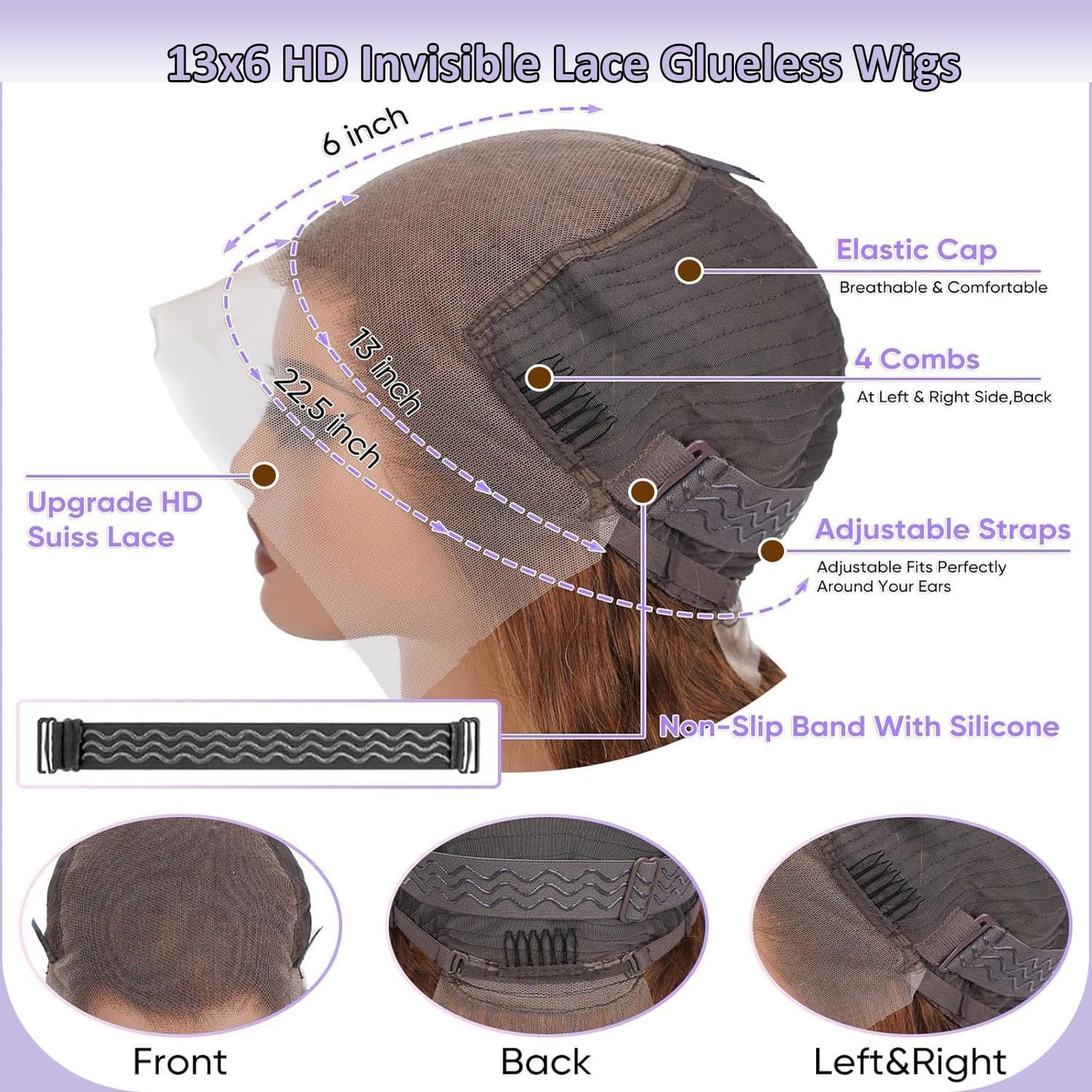 JINXIMEIHE Peluca de cabello humano marrón chocolate para mujer, 18...