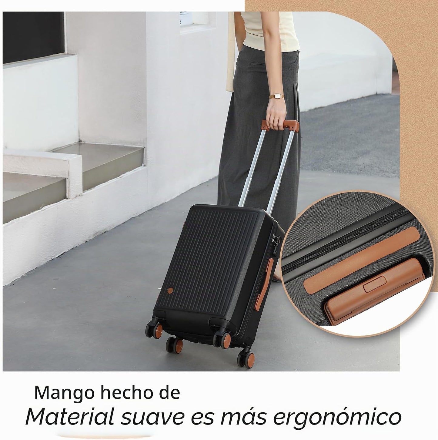 Maleta de viaje Hulsin con ruedas giratorias, maleta de mano de 22x...