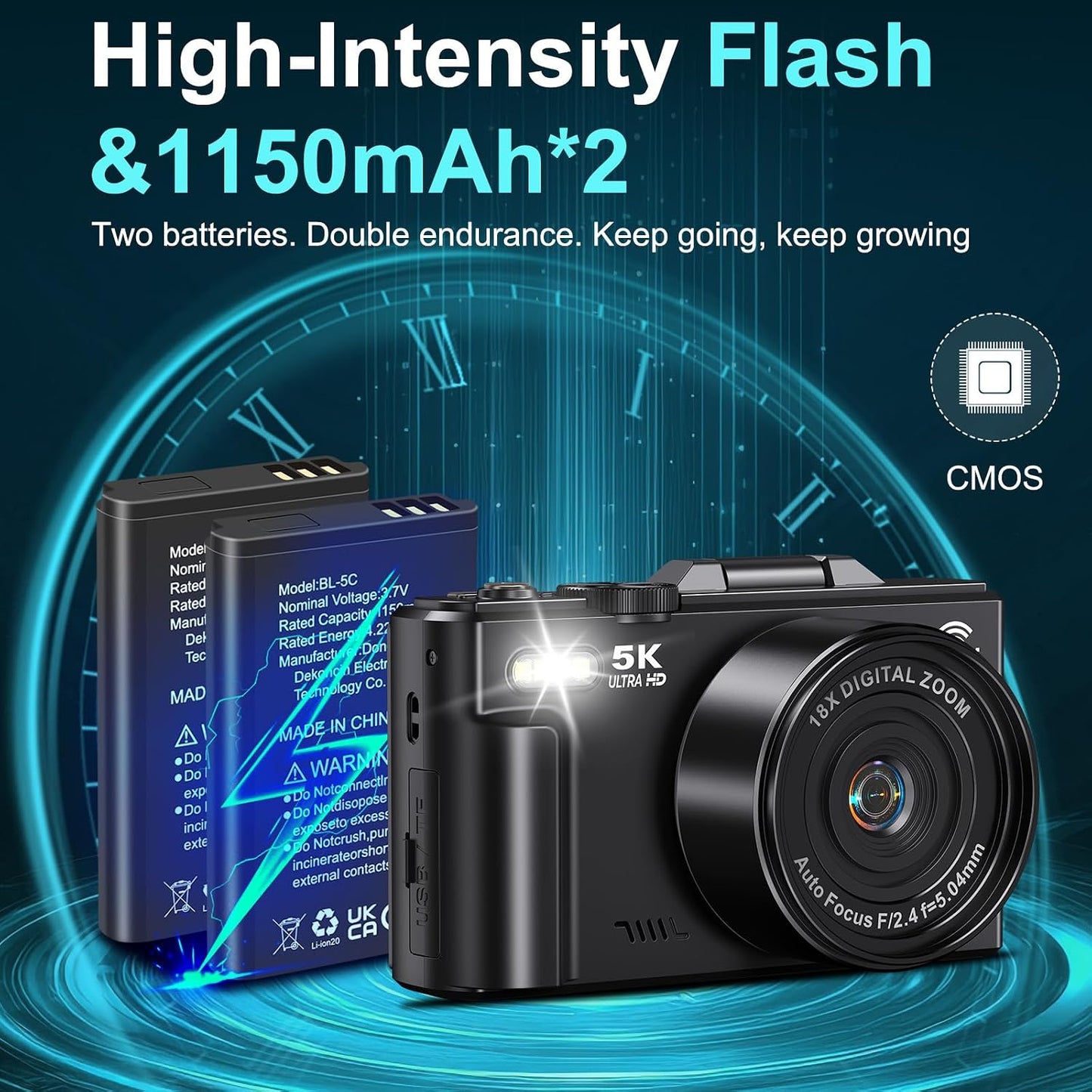 Cámara digital 5K para fotografía - Cámara WiFi de 75MP para YouTub...