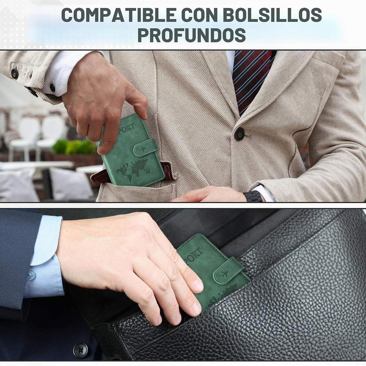 Portapasaportes para artículos esenciales de viaje, funda tipo cart...