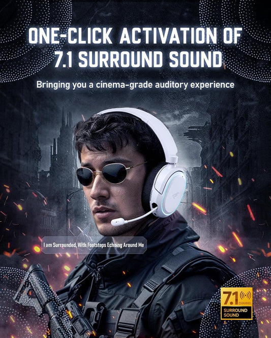 Auriculares inalámbricos para juegos, sonido envolvente 7.1, auricu...