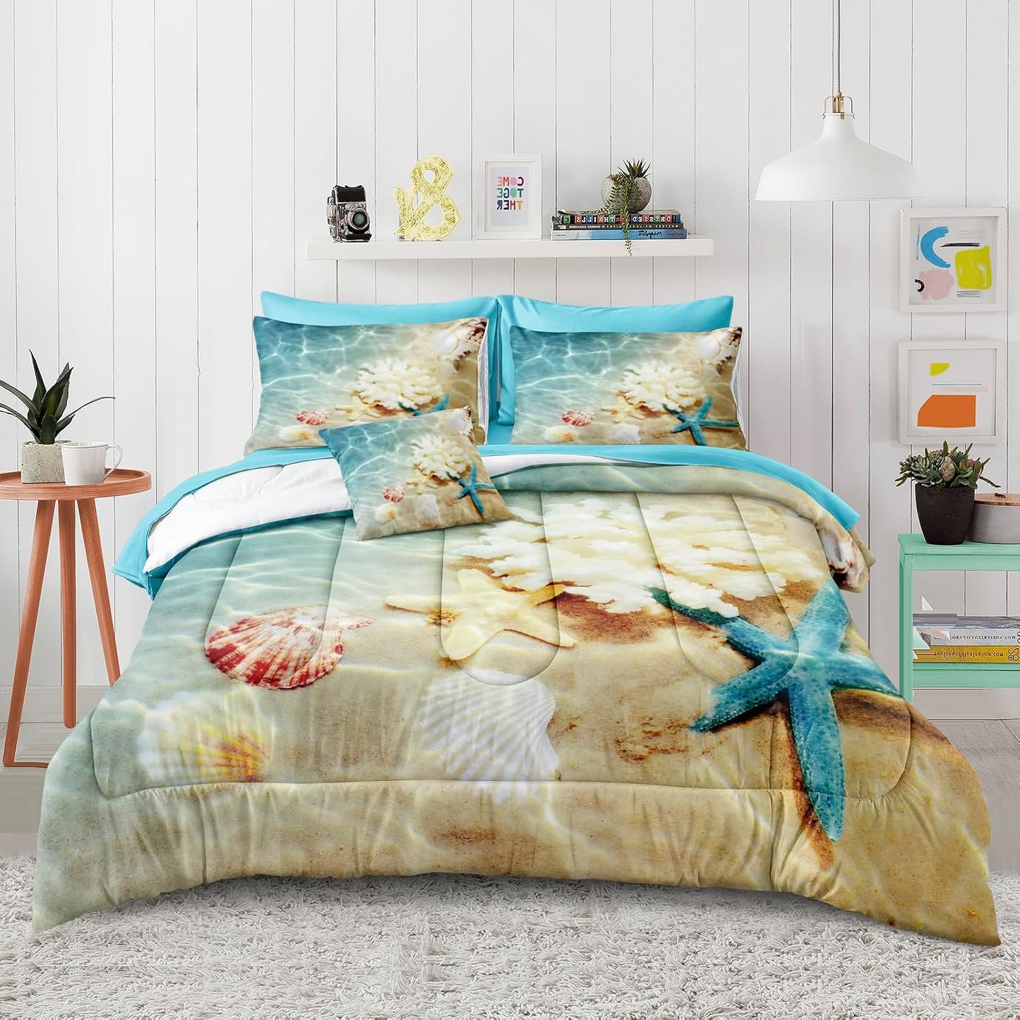 Bedbay Juego de ropa de cama costera de cama en una bolsa Queen, ju...