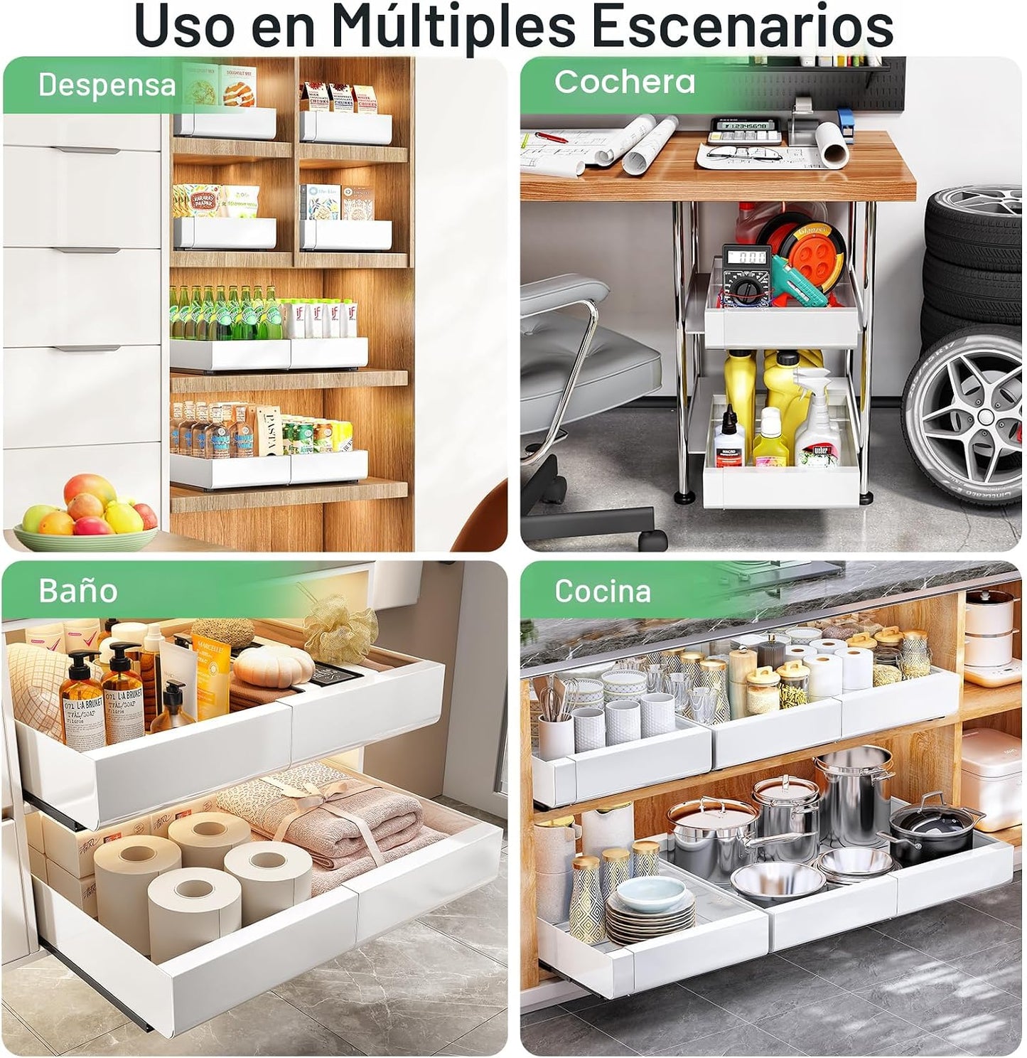 Organizador de gabinete extraíble, paquete de 2, expandible (30 cm...