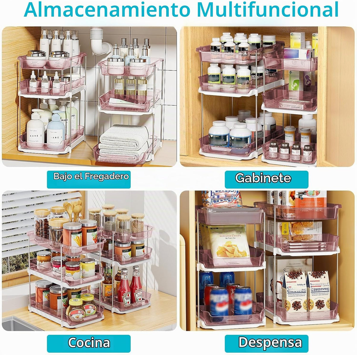 Delamu Paquete de 2 organizadores y almacenamiento de 3 niveles par...