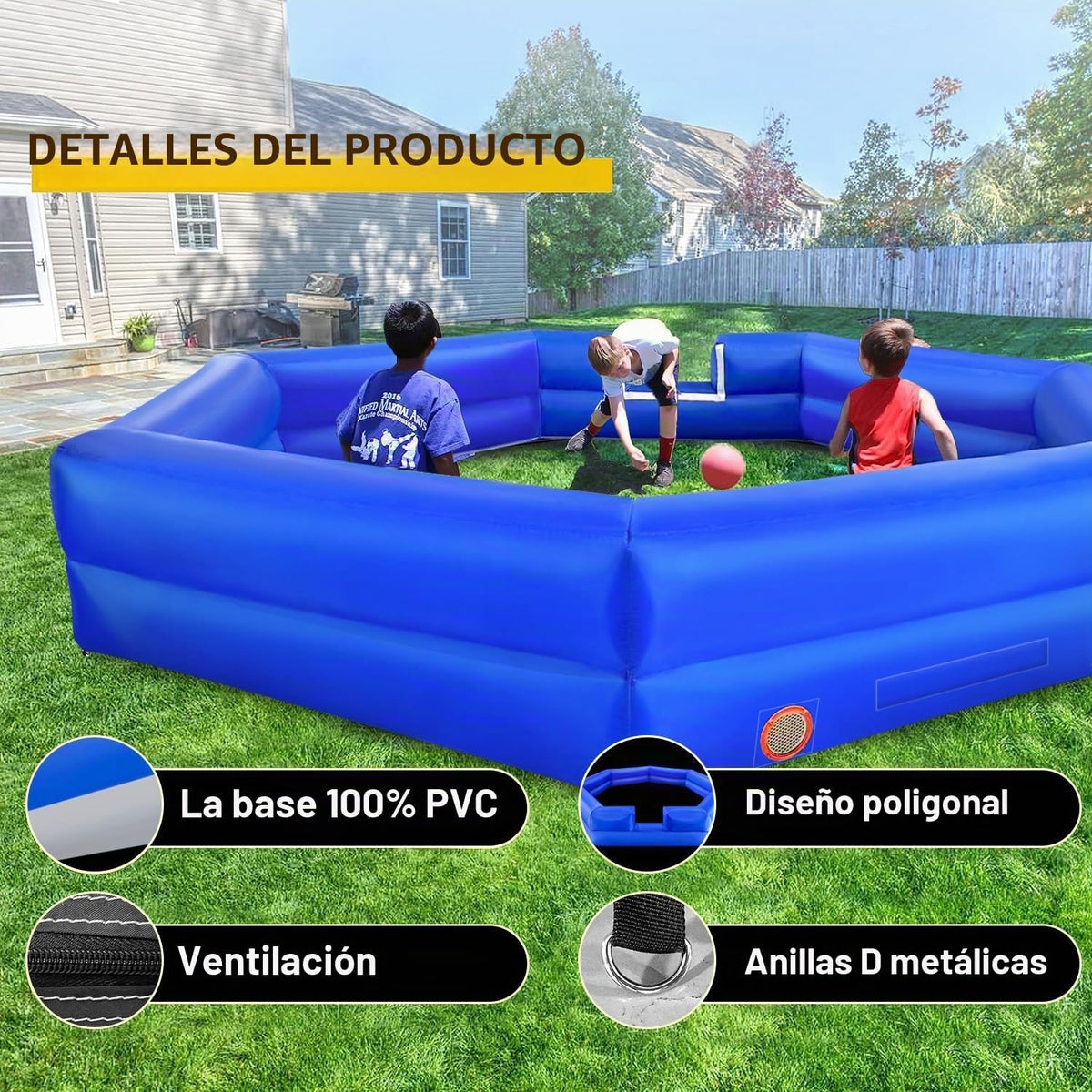 WARSUN Piscina de pelotas Gaga inflable de 15 pies con potente sopl...