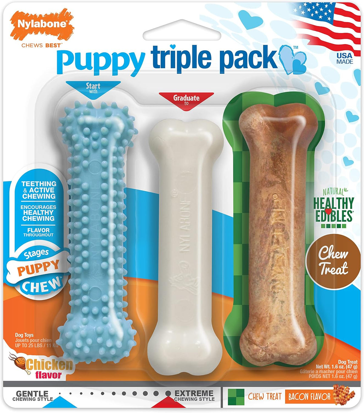 Nylabone - Kit de iniciación para cachorros, juguetes de dentición...