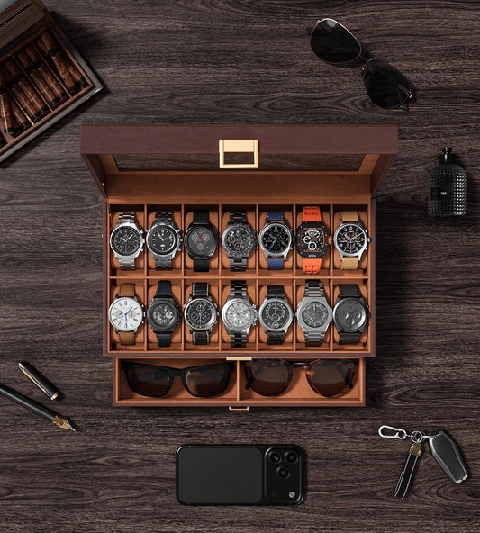 sensok Caja de reloj para hombre \u2013 Organizador de exhibición d...