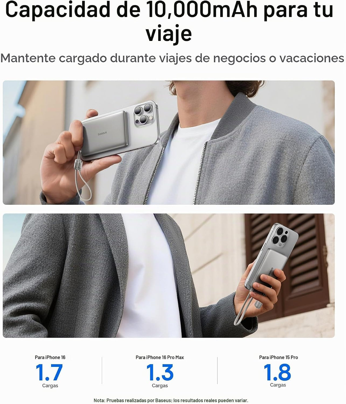 Baseus Picogo Qi2 - Cargador portátil Magsafe de 15 W, cargador por...