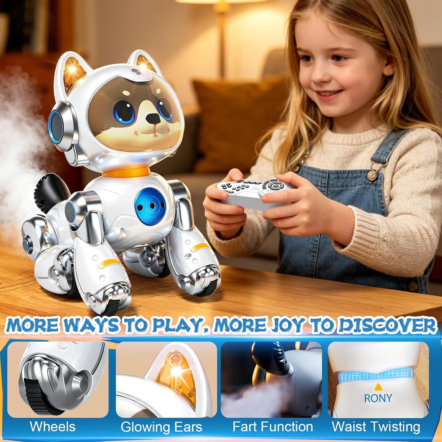Eoyeskido Juguete robot inteligente programable para perro, 2.4 GHz...