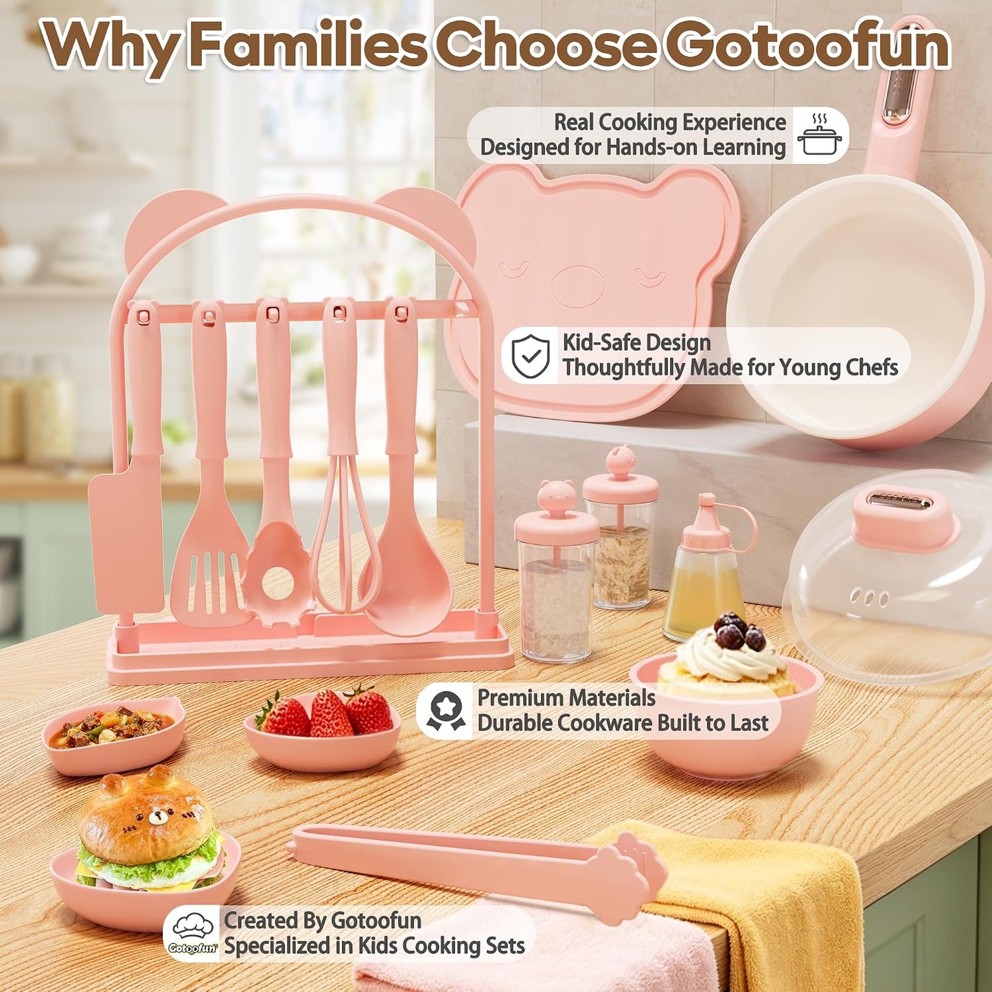 Gotoofun Juegos de cocina para niños, juego de cocina eléctrico dob...