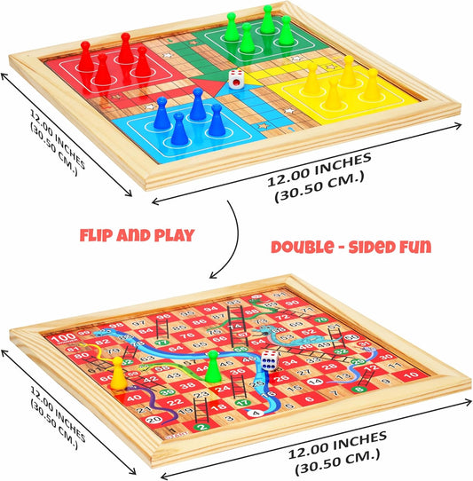 Ankit Toys & Games Juego de mesa de madera 2 en 1 Ludo & Sn...