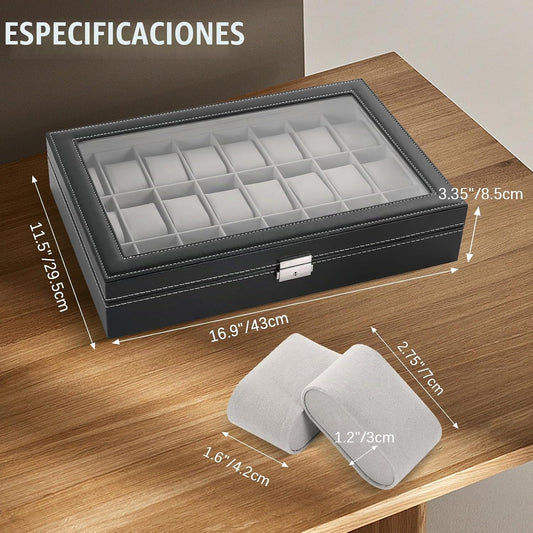 FLKQC - Caja de reloj con 24 ranuras, organizador de exhibición de...